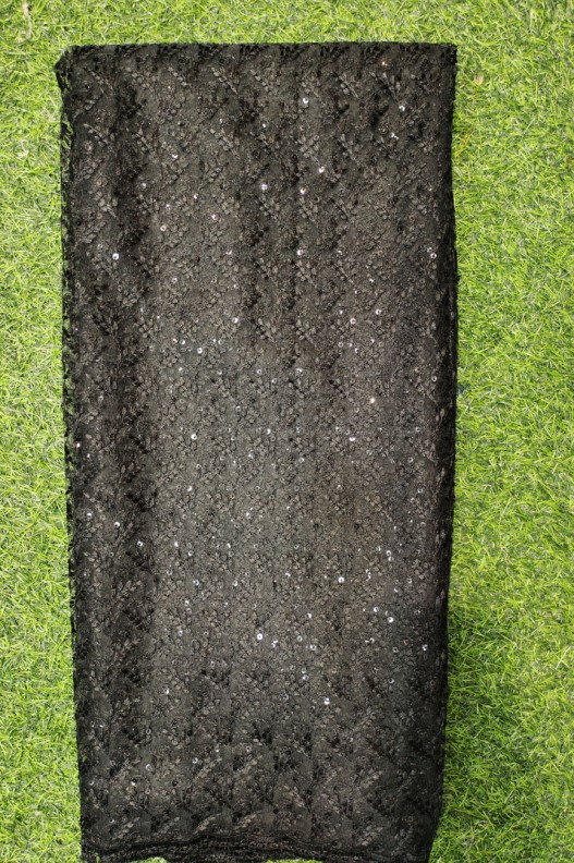 Black Net Fabric With Net Wok